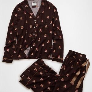 American Eagle Outfitters Brown Bear Print Pajama Set NWT